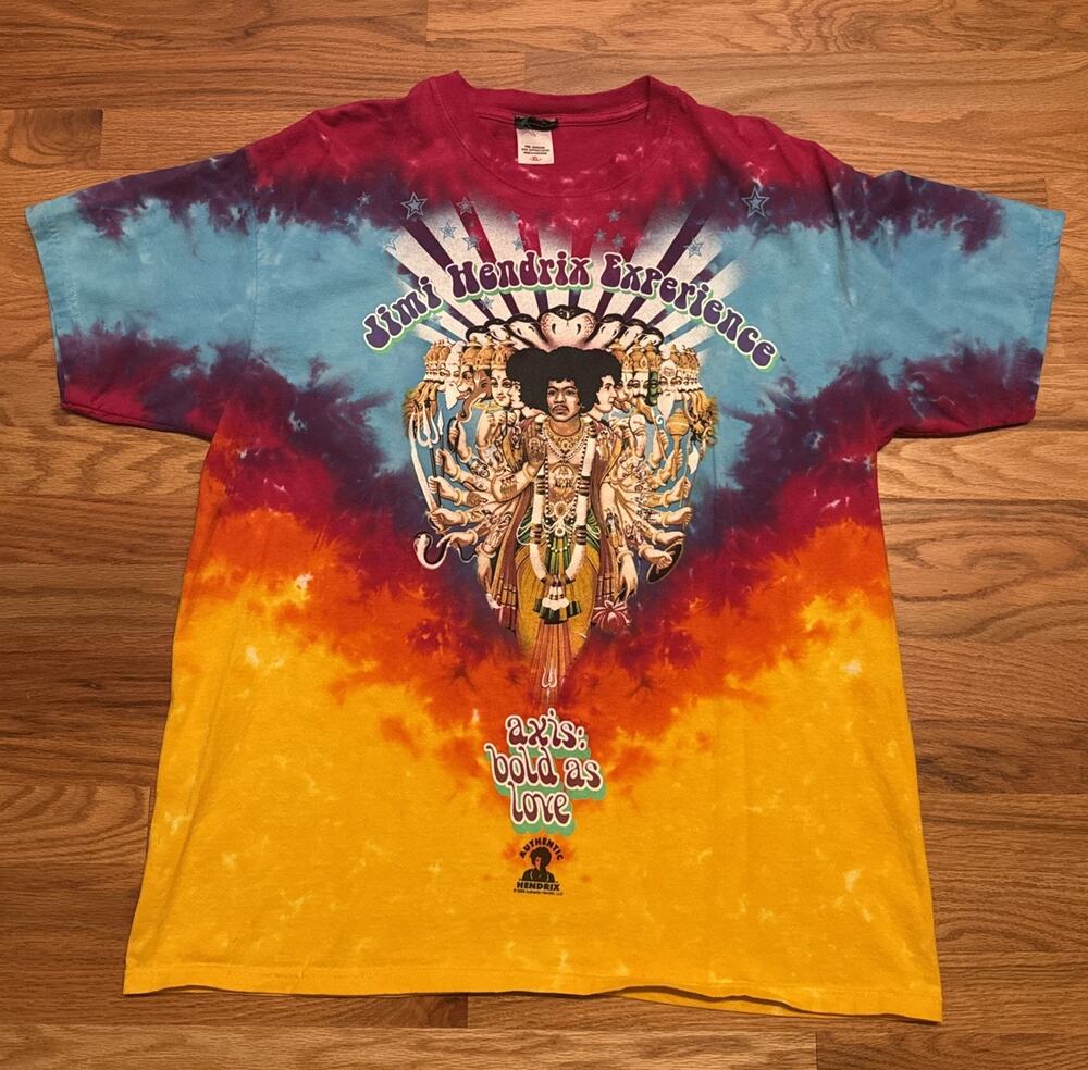Vintage 2008 Jimi Hendrix Bold As Love Liquid Blue Tie-Dye T-Shirt XL READ